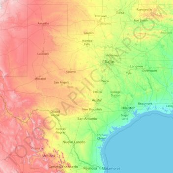 Texas topographic map, elevation, terrain