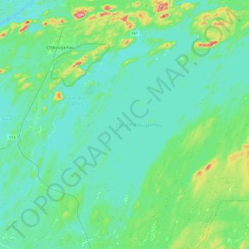 Lac Chibougamau topographic map, elevation, terrain
