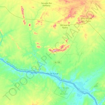 Pão de Açúcar topographic map, elevation, terrain