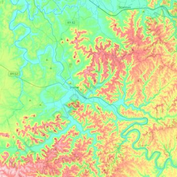 Estill County topographic map, elevation, terrain