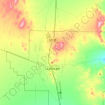 Searchlight topographic map, elevation, terrain