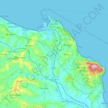 Ancona topographic map, elevation, terrain