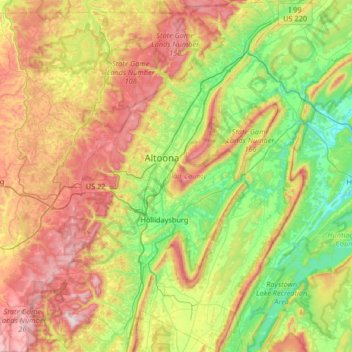 Blair County topographic map, elevation, terrain