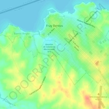 Fray Bentos topographic map, elevation, terrain