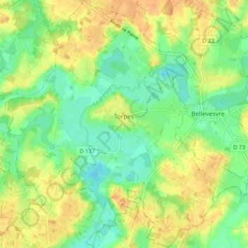 Torpes topographic map, elevation, terrain