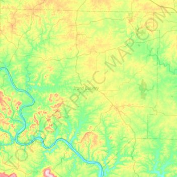 Izard County topographic map, elevation, terrain