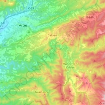 Calders topographic map, elevation, terrain