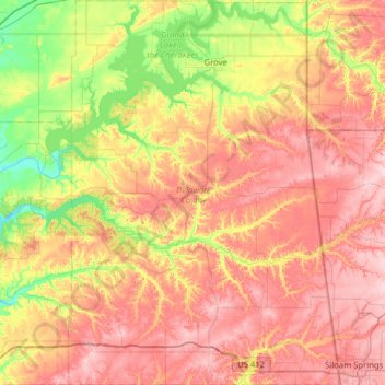 Delaware County topographic map, elevation, terrain