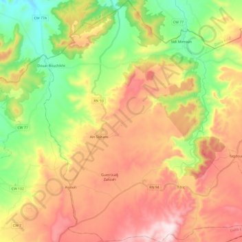 Aïn Soltane topographic map, elevation, terrain