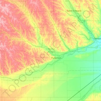 Nance County topographic map, elevation, terrain