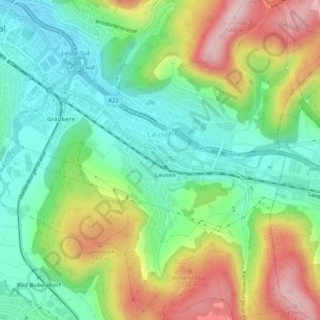 Lausen topographic map, elevation, terrain