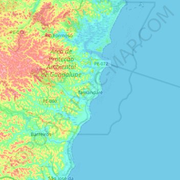 Tamandaré topographic map, elevation, terrain