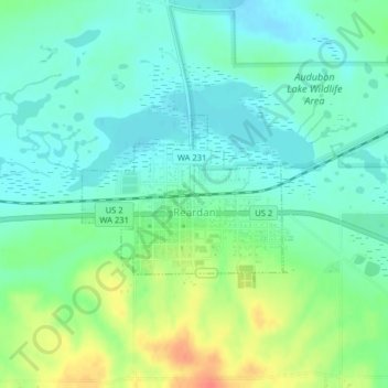 Reardan topographic map, elevation, terrain