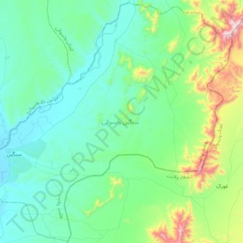 Sangin topographic map, elevation, terrain