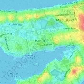 City of Hamilton topographic map, elevation, terrain