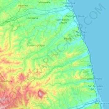 Fermo topographic map, elevation, terrain