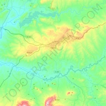 Úbeda topographic map, elevation, terrain