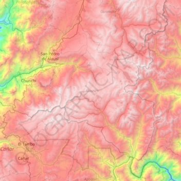 Alausí topographic map, elevation, terrain
