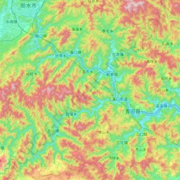 青田县 topographic map, elevation, terrain