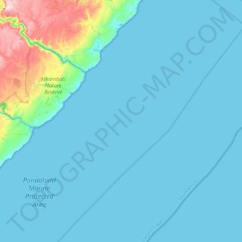 Pondoland Inshore Restricted Zone topographic map, elevation, terrain
