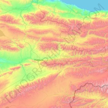Naryn District topographic map, elevation, terrain