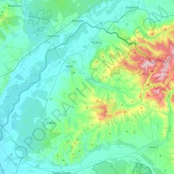 District of Skalica topographic map, elevation, terrain