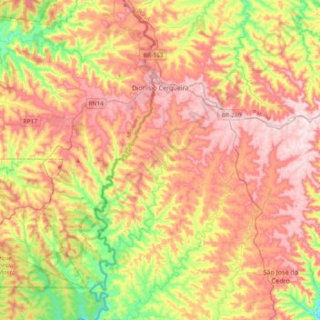 Dionísio Cerqueira topographic map, elevation, terrain