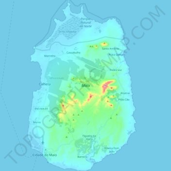 Maio topographic map, elevation, terrain