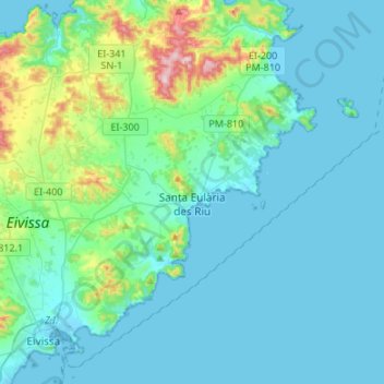 Santa Eulària des Riu topographic map, elevation, terrain