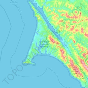 Point Reyes National Seashore topographic map, elevation, terrain