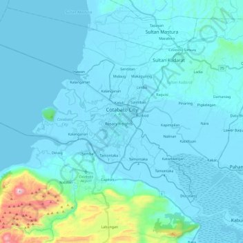 Cotabato City topographic map, elevation, terrain