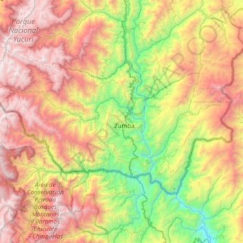 Chinchipe topographic map, elevation, terrain