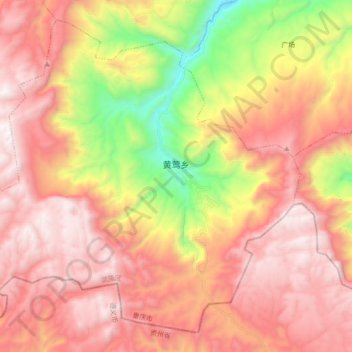 黄莺乡 topographic map, elevation, terrain
