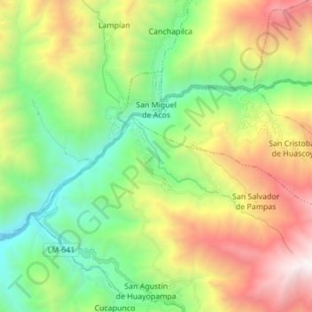 San Miguel de Acos topographic map, elevation, terrain