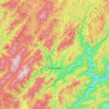Yamagata County topographic map, elevation, terrain