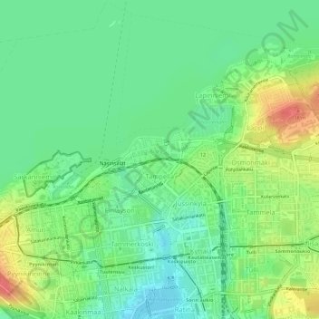 Tampella topographic map, elevation, terrain