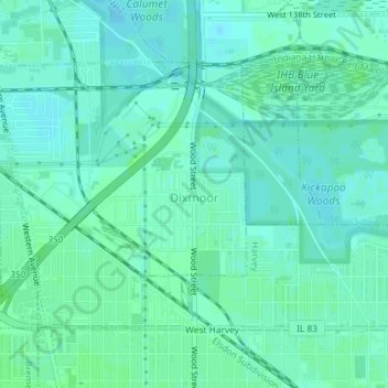 Dixmoor topographic map, elevation, terrain