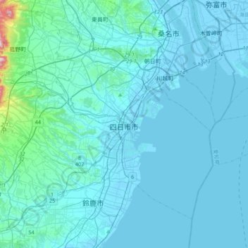 Yokkaichi topographic map, elevation, terrain
