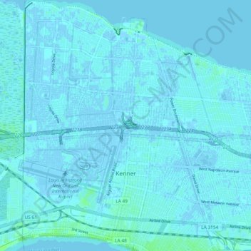 Kenner topographic map, elevation, terrain