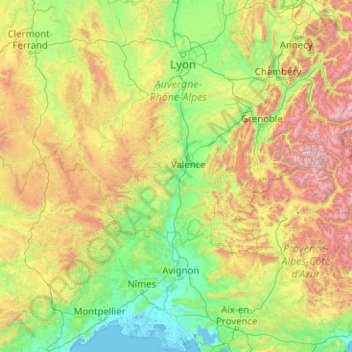 Rhone topographic map, elevation, terrain