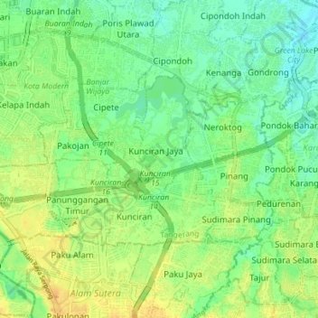 Pinang topographic map, elevation, terrain