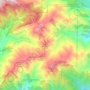 Cucamonga Wilderness topographic map, elevation, terrain