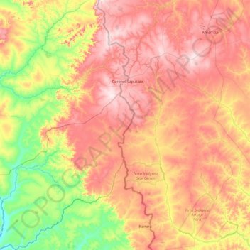 Capitán Bado topographic map, elevation, terrain