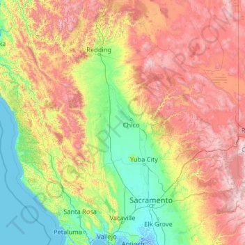 Sacramento River topographic map, elevation, terrain