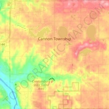 Cannon Township topographic map, elevation, terrain