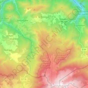 Le Bousquet topographic map, elevation, terrain