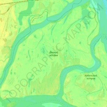 Dachniy island topographic map, elevation, terrain