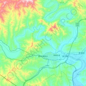 西地满族乡 topographic map, elevation, terrain