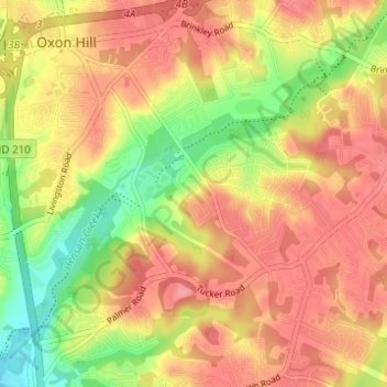Oxon Hill topographic map, elevation, terrain