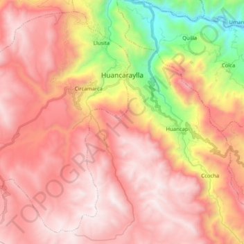 Huancaraylla topographic map, elevation, terrain